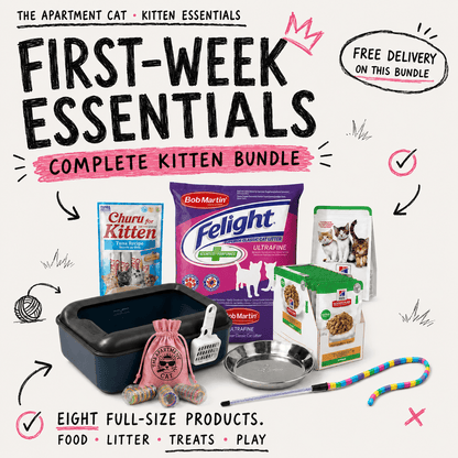 First-Week Essentials kitten bundle in The Apartment Cat doodle style