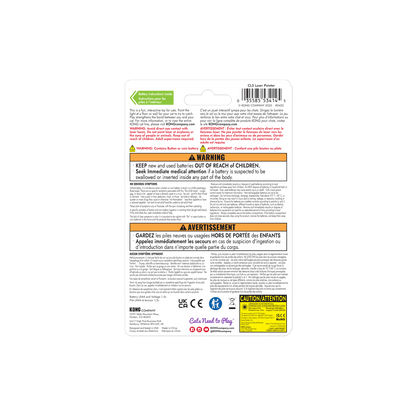 KONG cat laser toy blister back label with safety and warning text