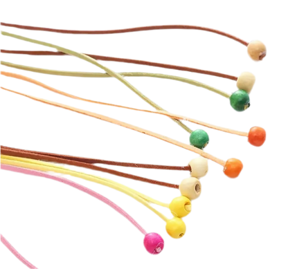 Cat teaser wand with multicolor ribbon strings and round bead ends