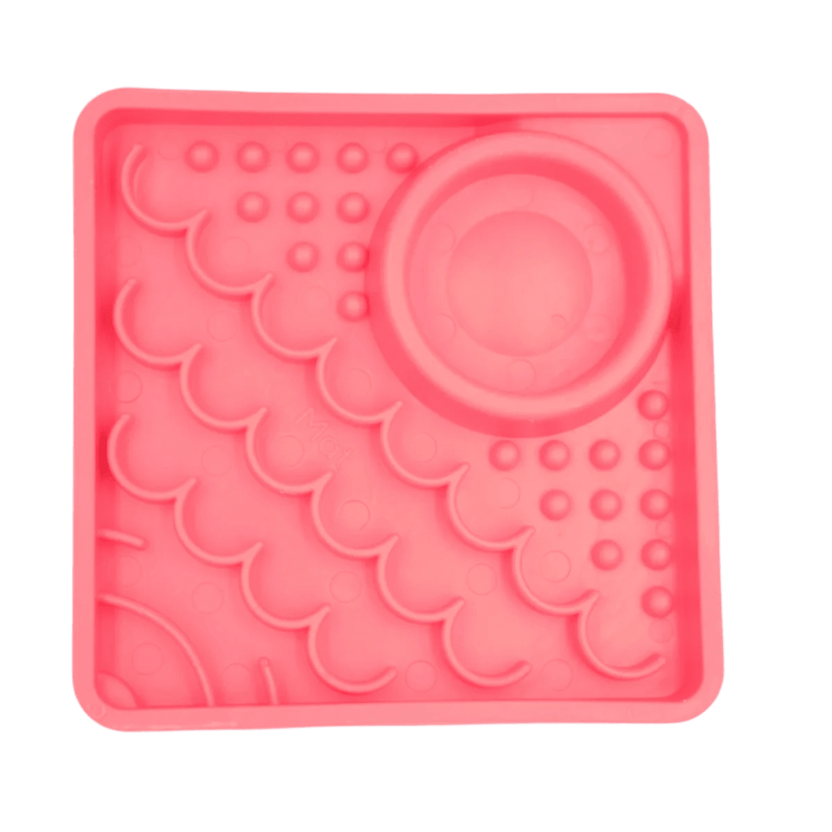 LickiMat® Kitty slow feeder for kittens in pink, with raised lick nubs and circular dish