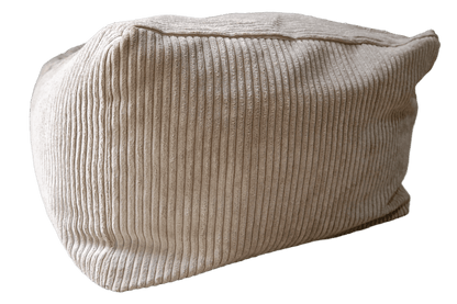 Corduroy cat bed cube in soft grey with ribbed fabric and padded top
