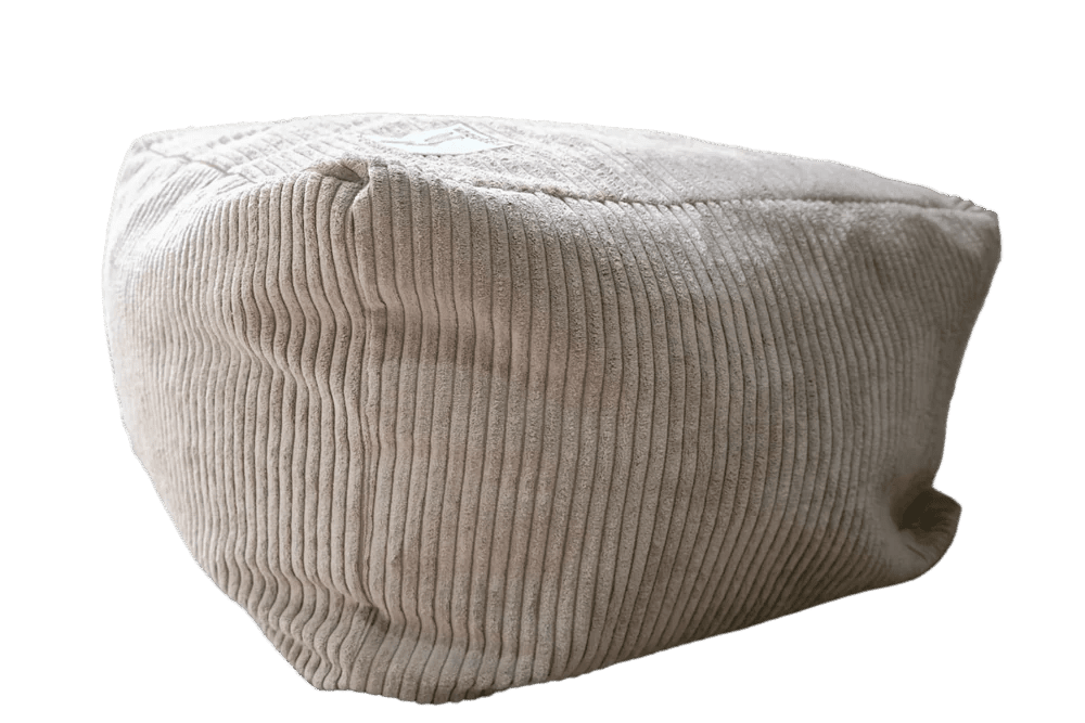 Soft grey corduroy cat bed cube with side opening