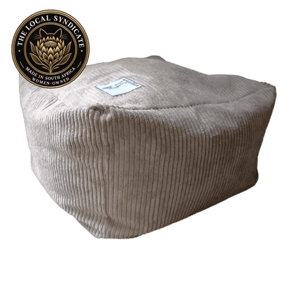 Soft grey Wigglebum corduroy Sun Throne cat bed, locally made in South Africa by a women-owned manufacturer