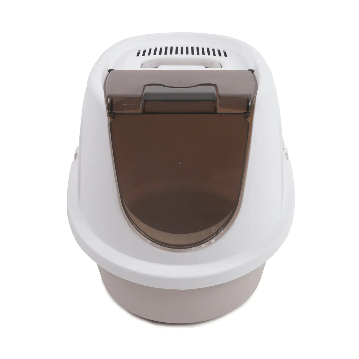 M-PETS Eco Tima enclosed cat litter box in Desert Sand, front view