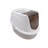 M-PETS Eco Tima enclosed cat litter box in Desert Sand, three-quarter front view