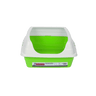 Lime green and white M-PETS Mansura open cat litter tray with raised rim