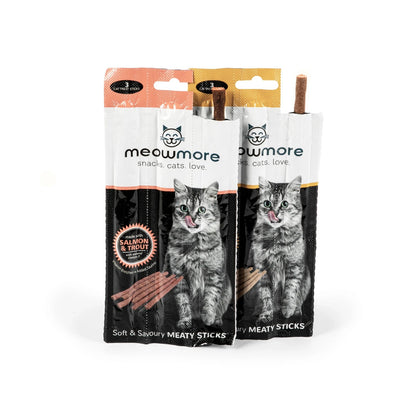 Meow More Cat Treat Sticks 15g — flavour packs with sticks