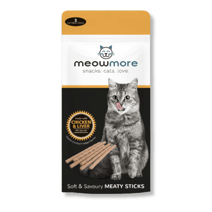 Meow More Chicken and Liver Cat Treat Sticks front