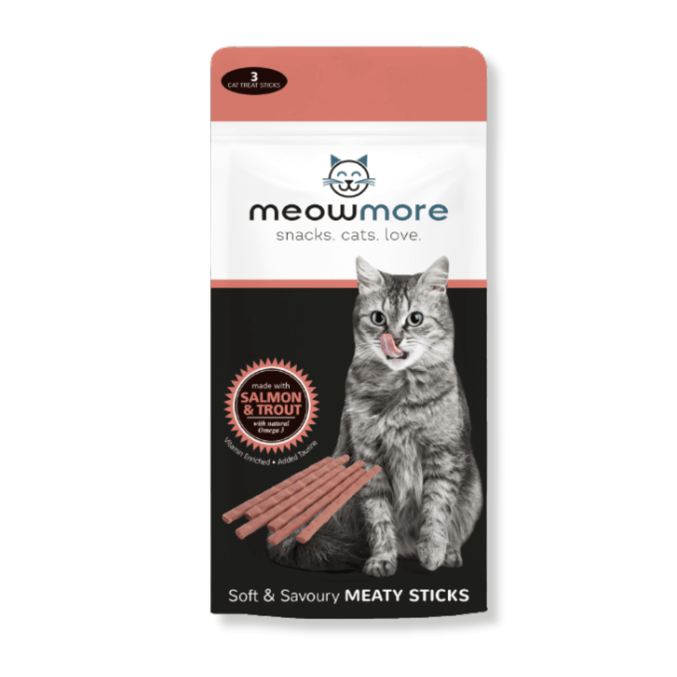 Meow More Salmon and Trout Cat Treat Sticks front