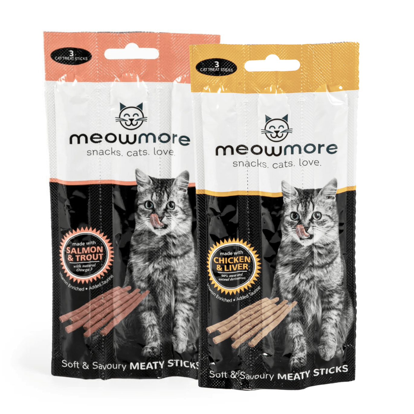 Meow More Cat Treat Sticks Chicken and Salmon flavours
