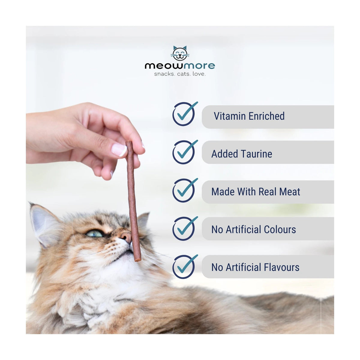 Meow More Cat Treat Sticks 15g — feeding and product features
