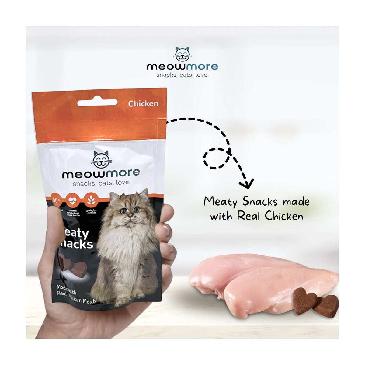 Meow More Meaty Snacks 35g — Chicken and Liver ingredient illustration