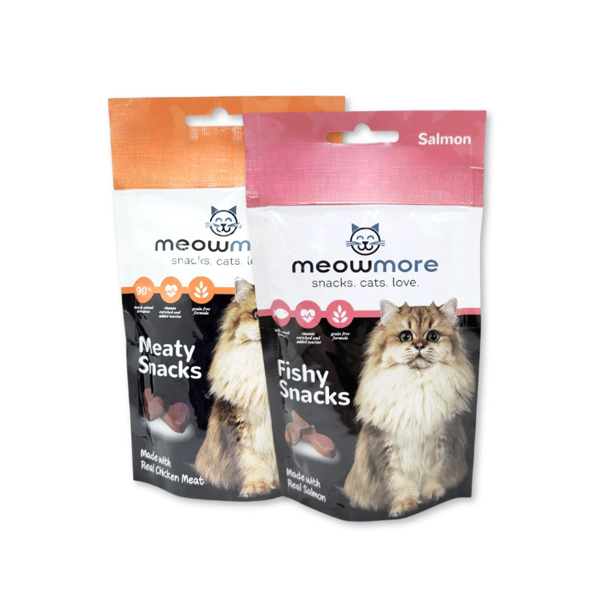 Meow More Meaty Snacks 35g — Chicken and Salmon flavour packs