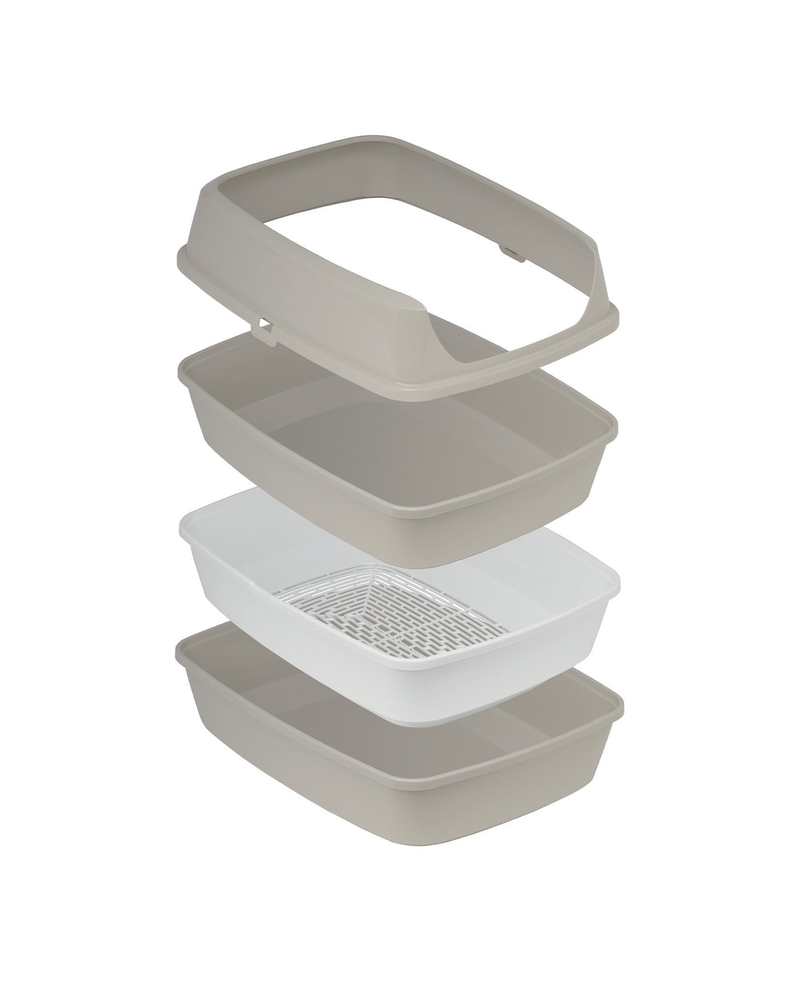 Moderna Lift to Sift litter tray shown in exploded assembly view