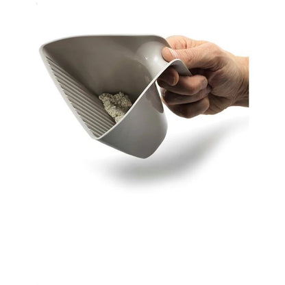 Moderna Scoop & Sift Cat Litter Scoop — warm-grey scoop handheld view