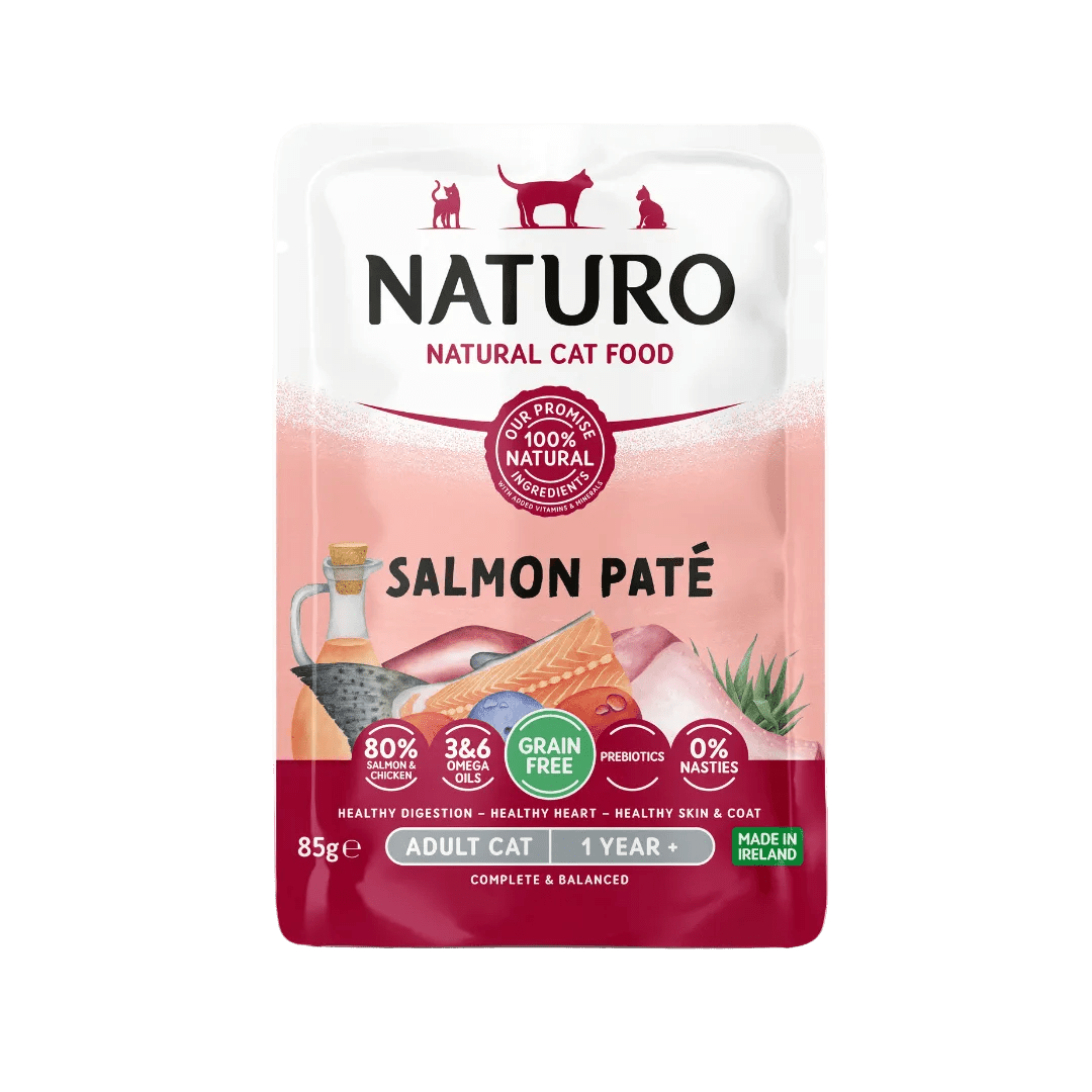 Naturo adult cat salmon pâté grain-free wet food pouch, 85g