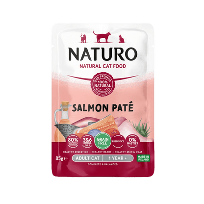 Naturo adult cat salmon pâté grain-free wet food pouch, 85g