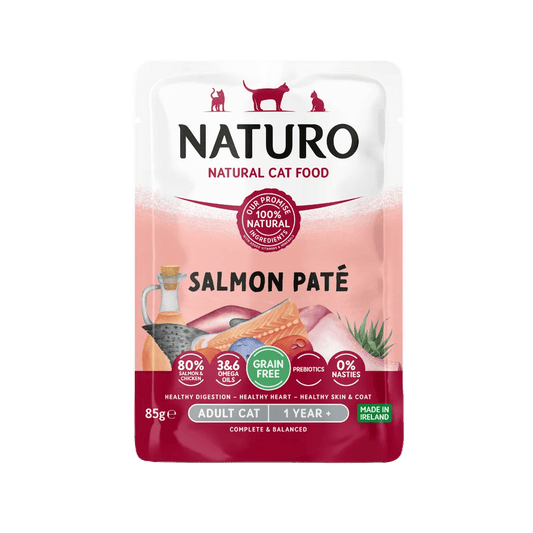 Naturo adult cat salmon pâté grain-free wet food pouch, 85g