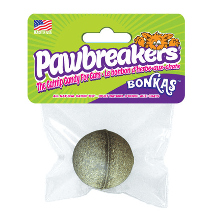 Pawbreakers Original Bonkas catnip ball in retail packaging