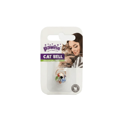 Pawise Cat Bell retail package with clear window showing multicolor bell