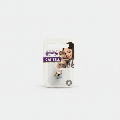 Pawise Cat Bell blister pack on card, showing bell with colorful pattern