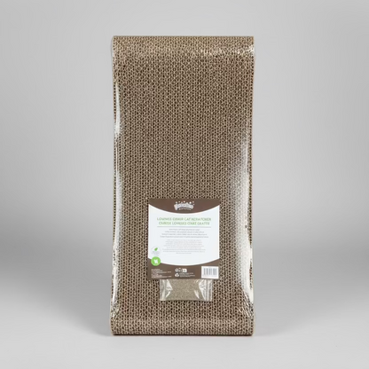Rectangular corrugated cat scratcher sheet in beige with diamond texture