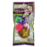 Cat toy set blister pack with green wand, rainbow ball, pink and gold tinsel balls