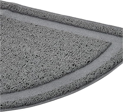 Gray litter trapping mat with dense textured surface for cat paws