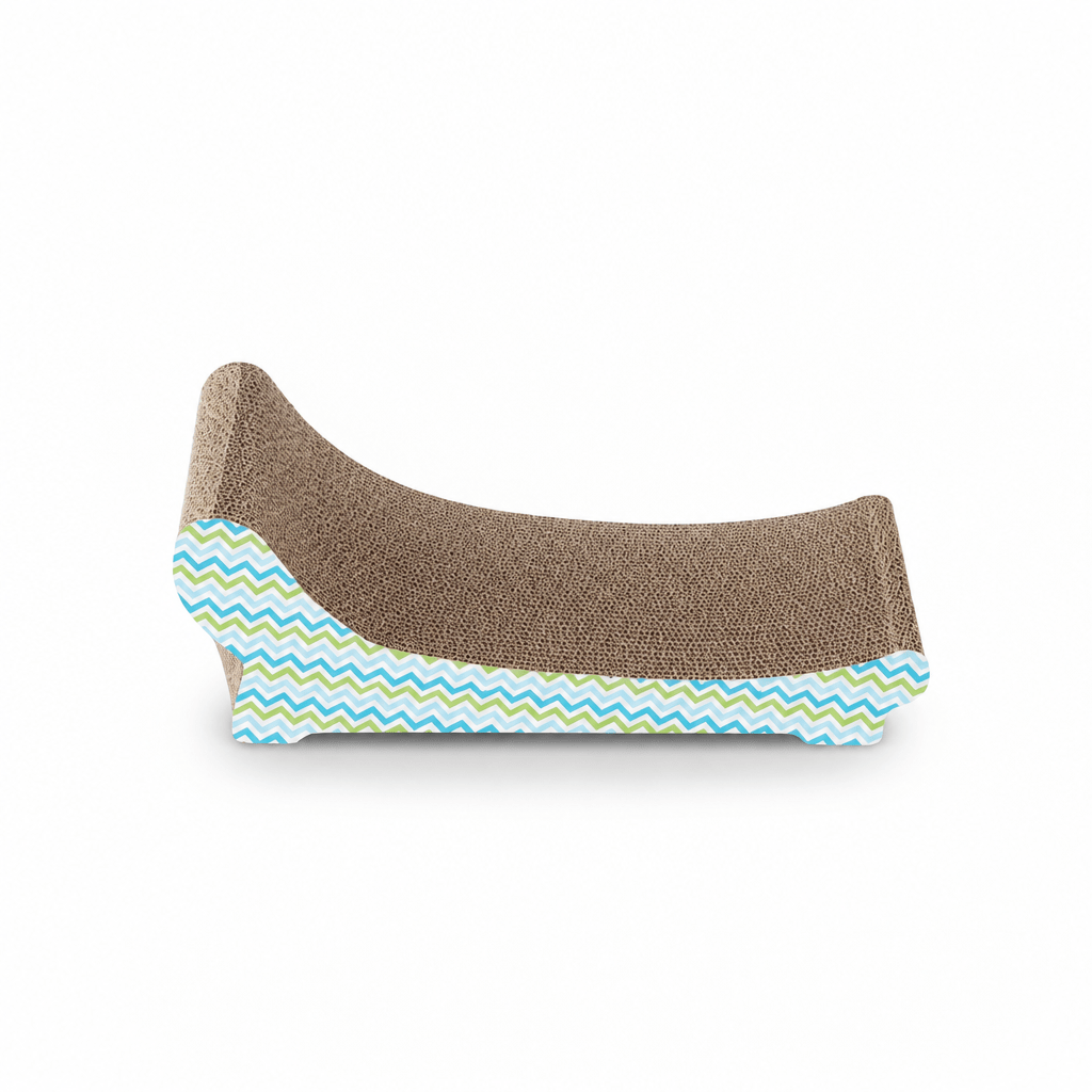 Pawise lounge cat scratcher: curved cardboard scratcher with zigzag base trim