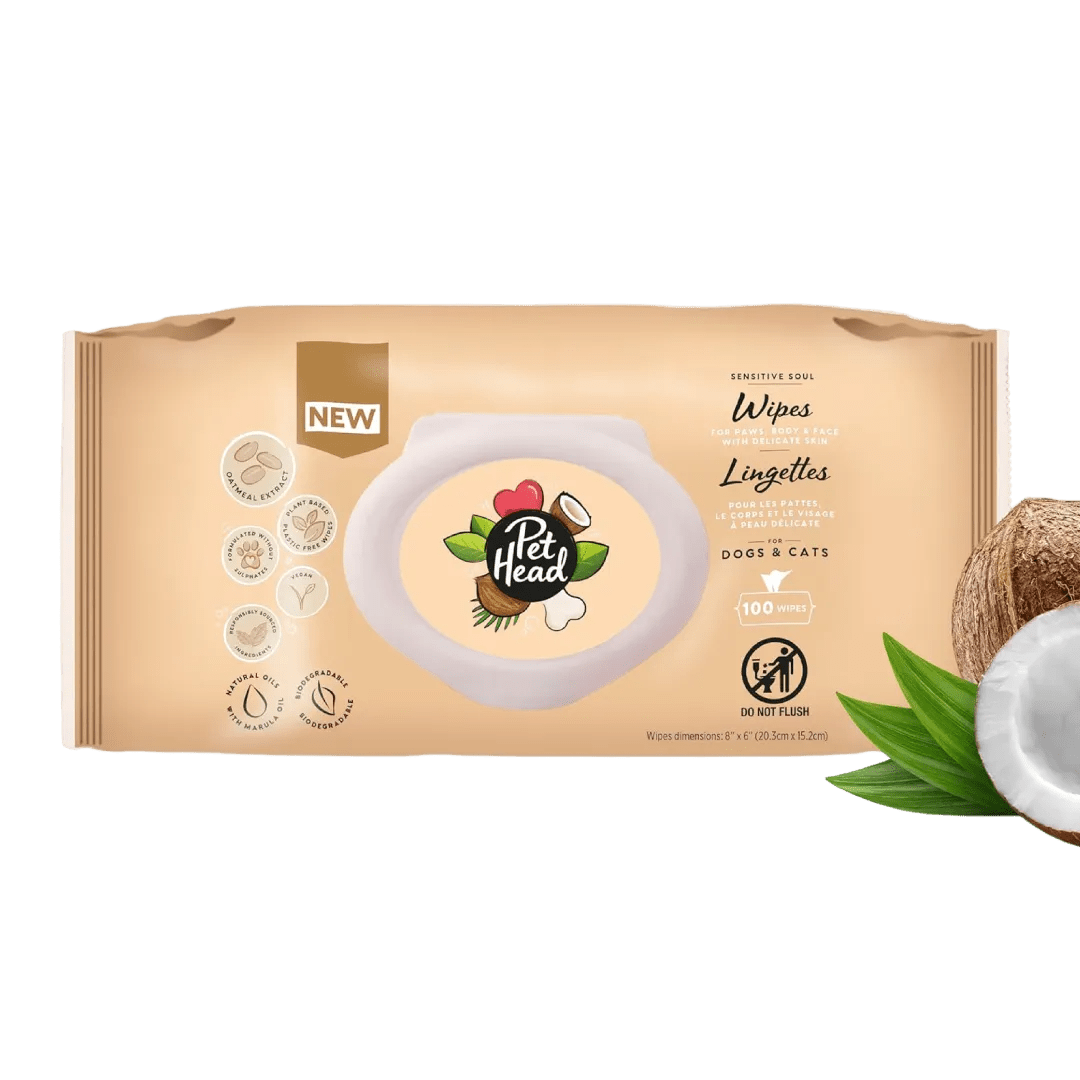 Pet Head Sensitive Soul Wipes 100 pack included in The Barber grooming bundle
