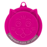 Pink Kitty-Kap cat food can topper lid with cat face embossed, handle loop top