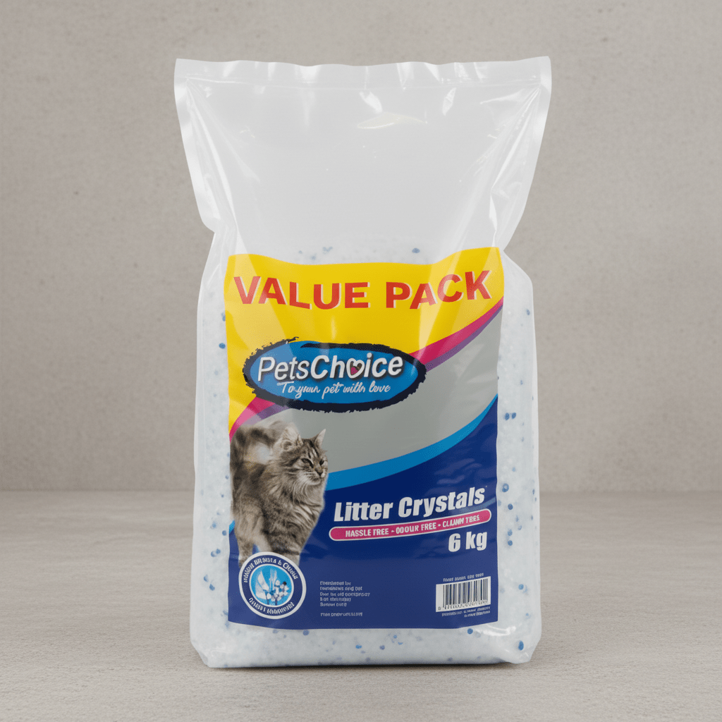 Silica crystal cat litter value pack, blue/white bag with kitten, 6 kg