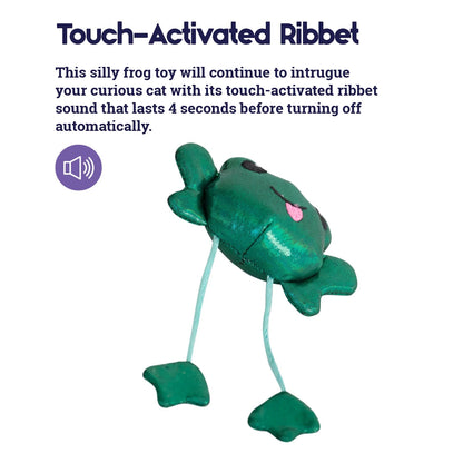 Petstages Toss 'N Dangle Frog Catnip Cat Toy — touch-activated sound feature