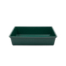 Green plastic cat litter tray, rectangular with open top