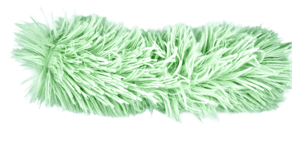 Plush cat kicker toy with crinkle, green fuzzy wand-shaped design.