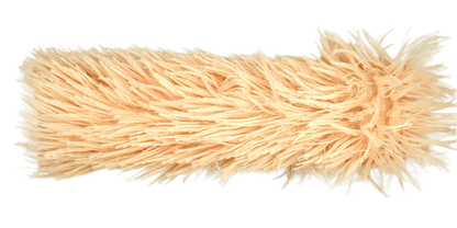 Plush cat kicker toy with crinkle, orange fuzzy wand-shaped design.