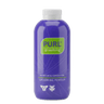 PURL grooming powder bottle front view, purple bottle with green label and white cap