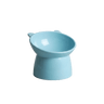 Raised cat feeding bowl in light blue with rounded dish and base