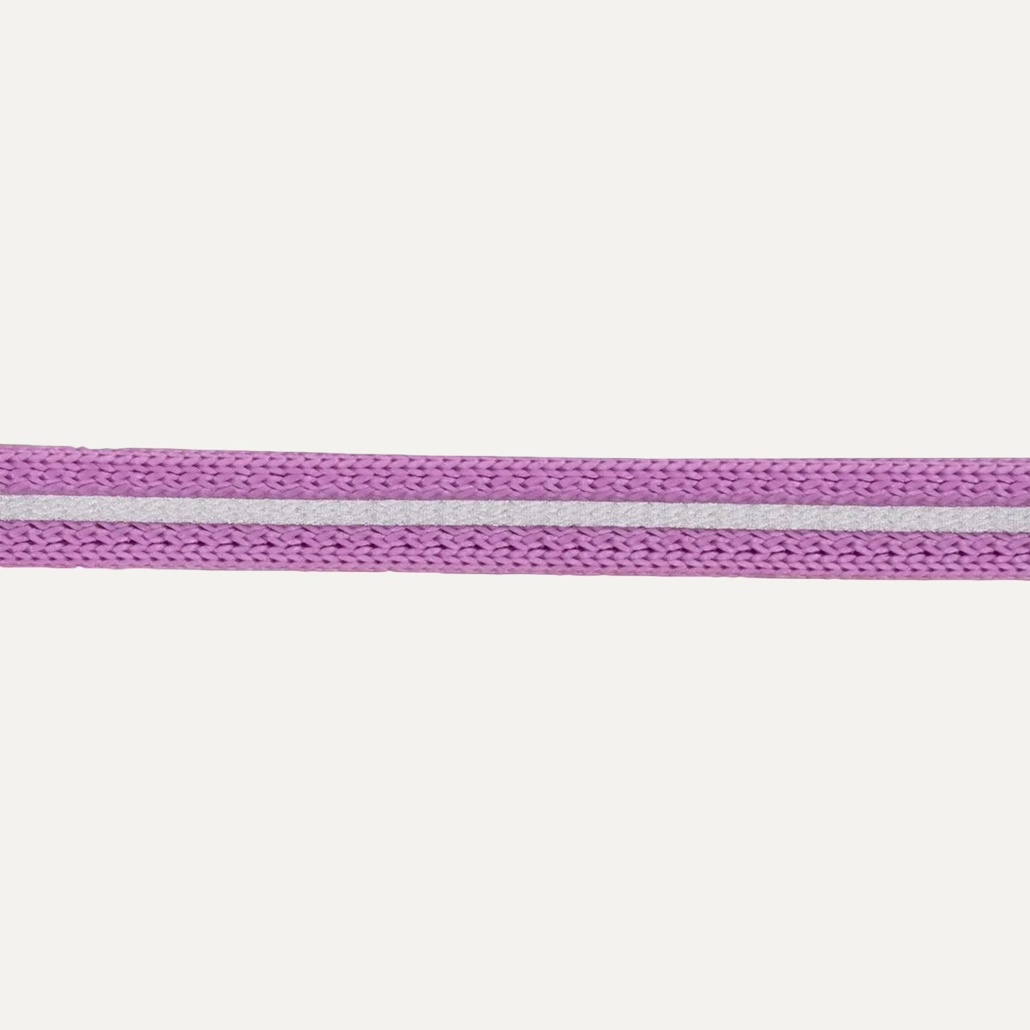 Cat safety collar strap in lilac purple, woven fabric with reflective strip detail