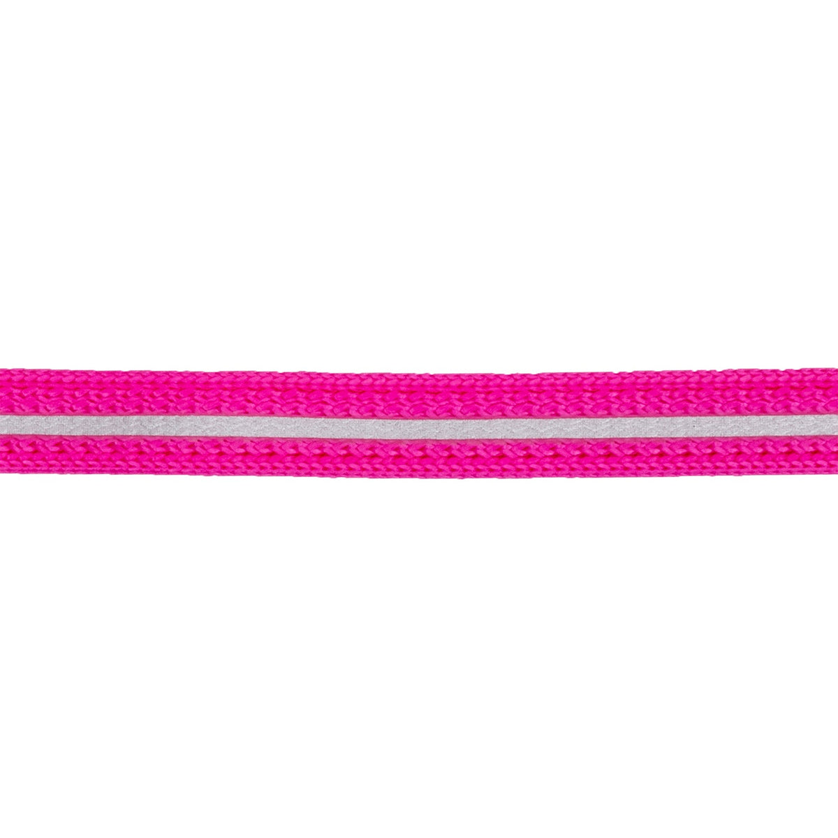 Cat safety collar strap in pink, woven fabric with reflective strip detail