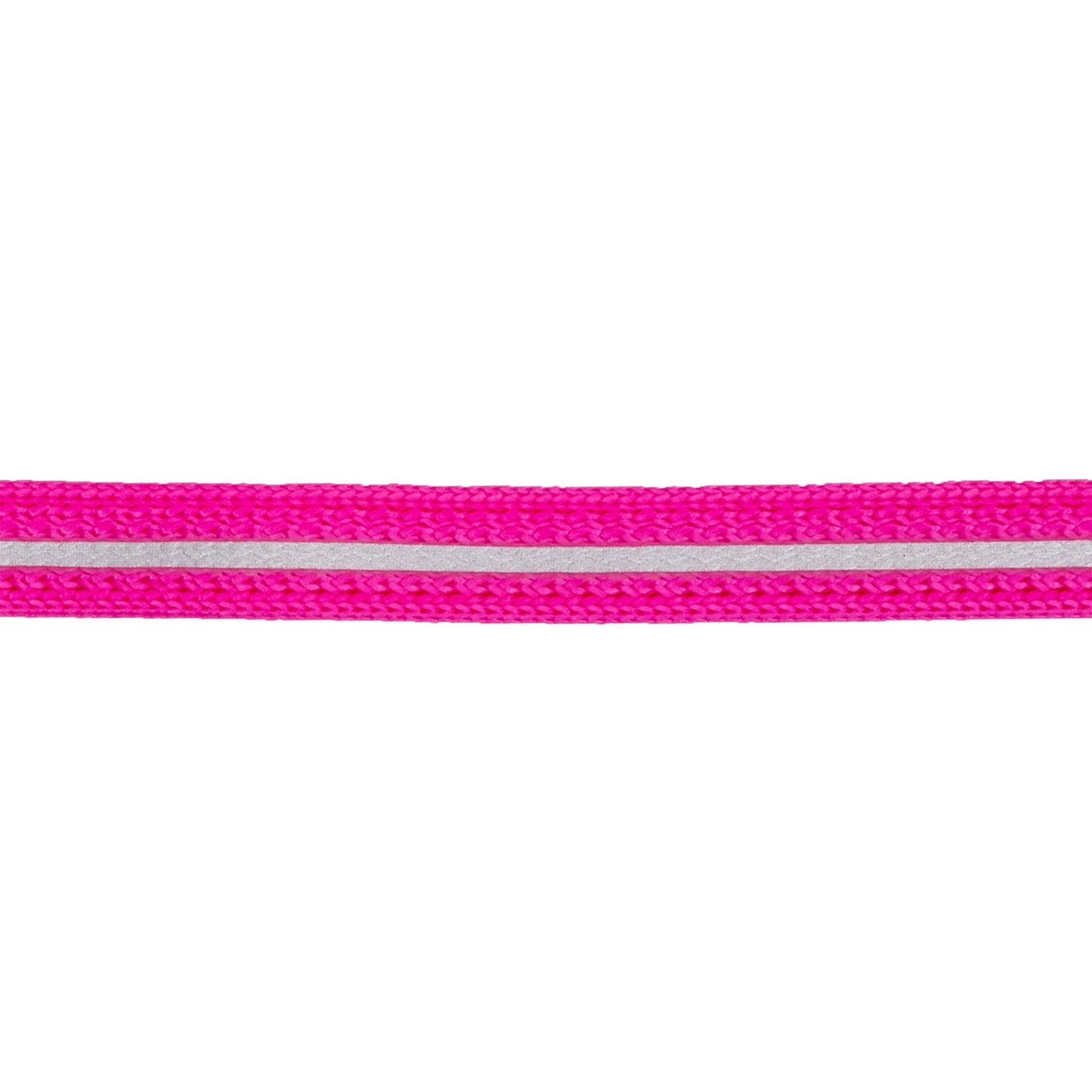 Cat safety collar strap in pink, woven fabric with reflective strip detail