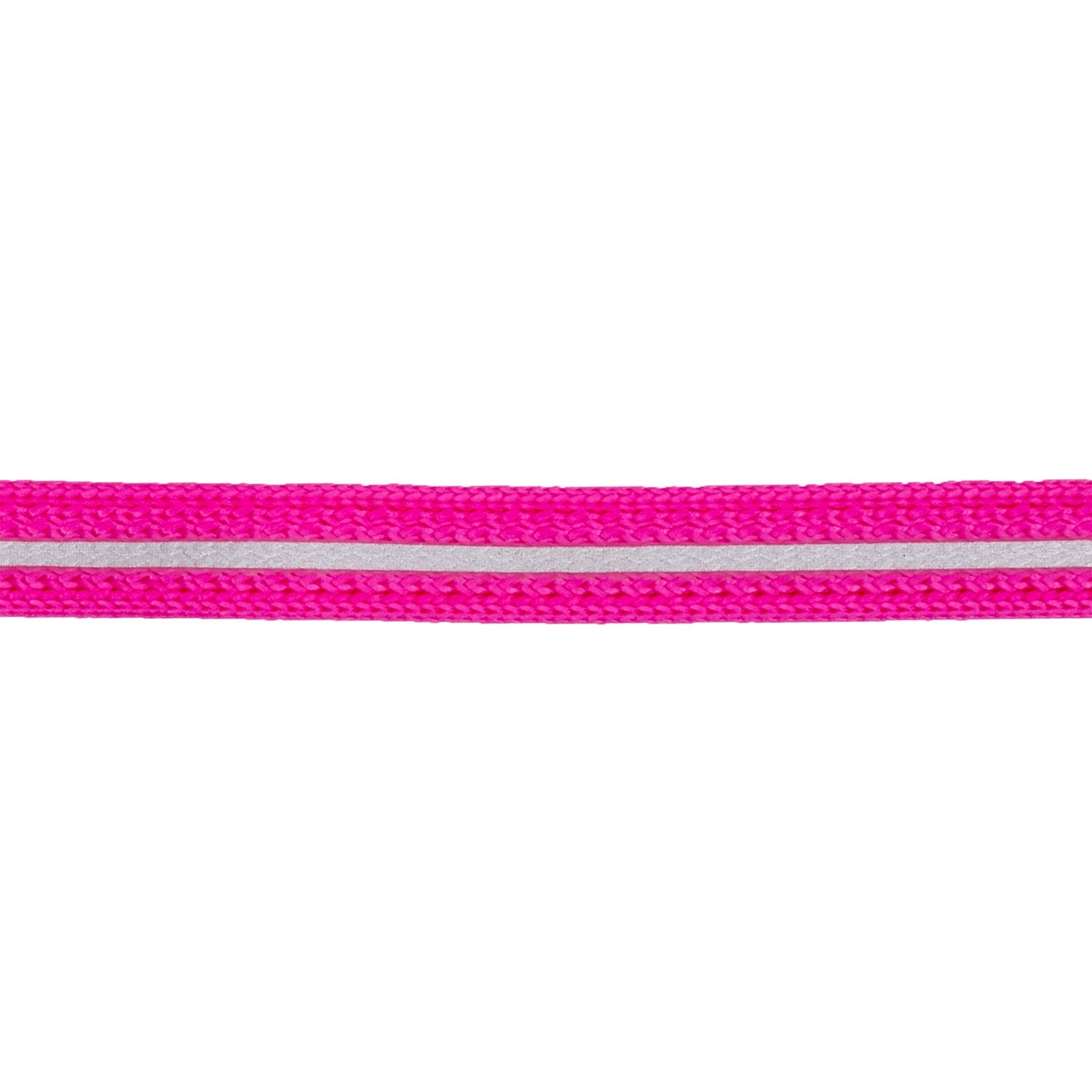 Cat safety collar strap in pink, woven fabric with reflective strip detail