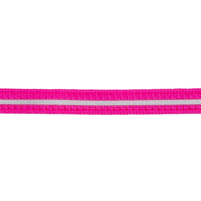 Cat safety collar strap in pink, woven fabric with reflective strip detail