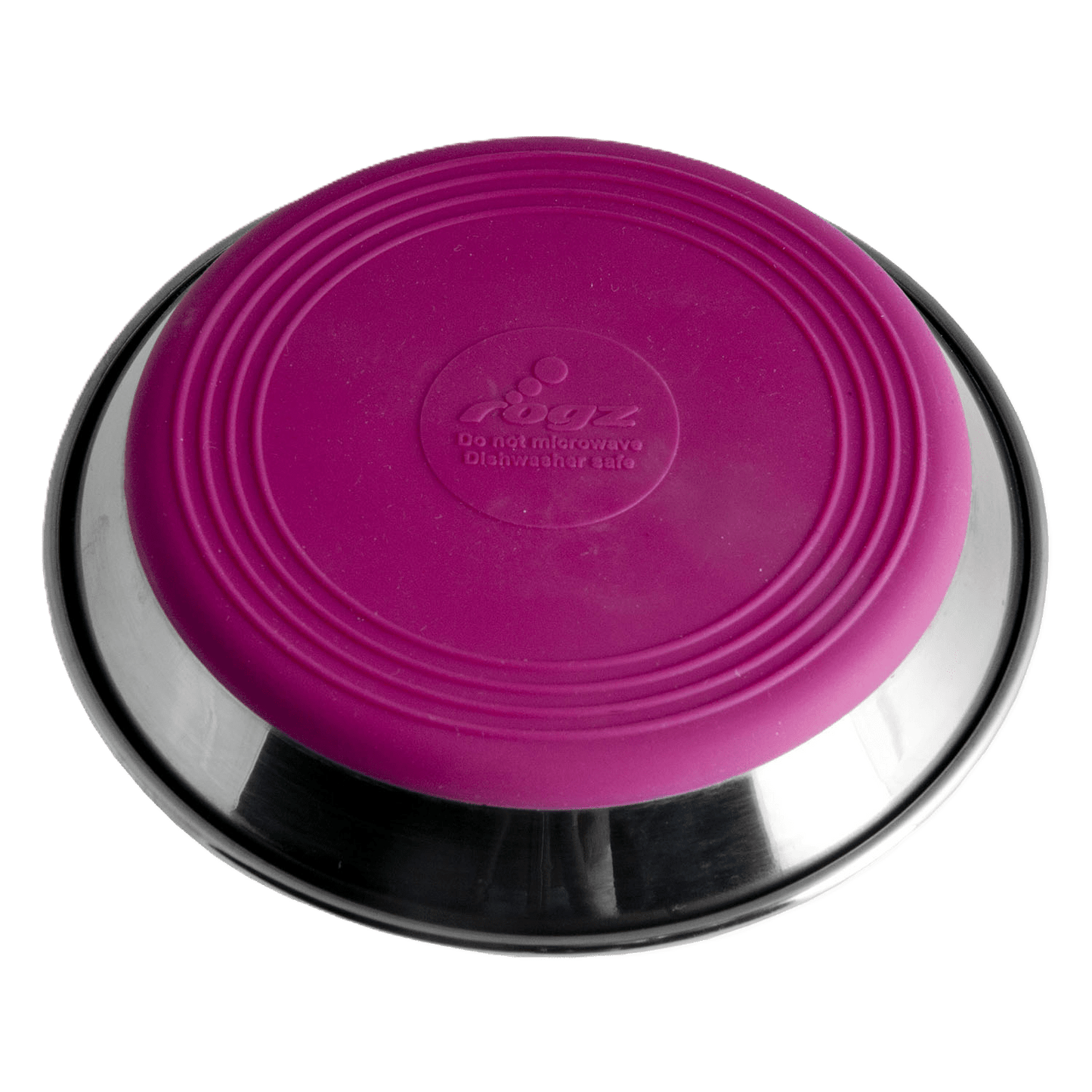 Stainless steel cat bowl with magenta/pink silicone anti-slip insert
