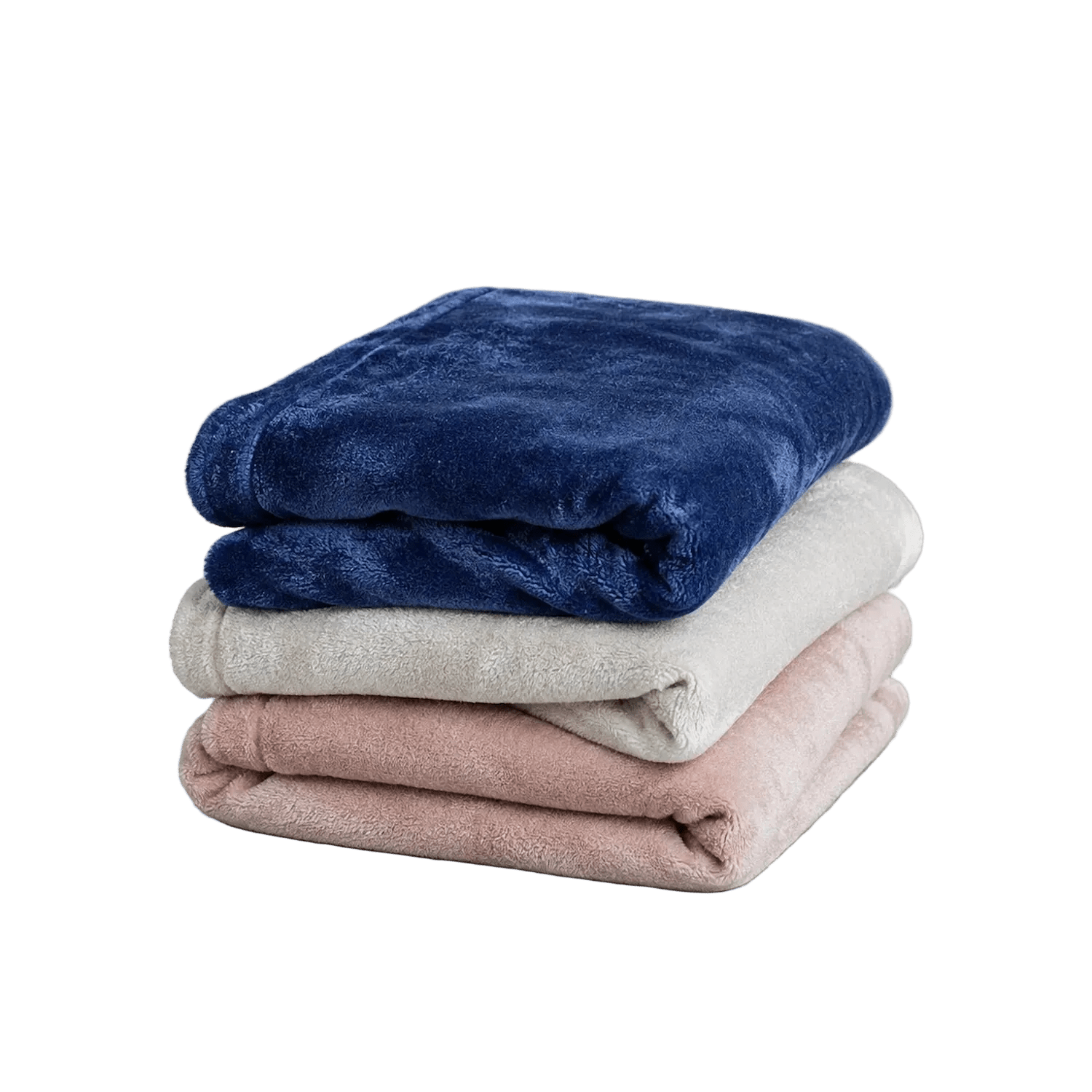 Shears Premium Double Fleece pet blanket stack in navy, stone, and blush pink