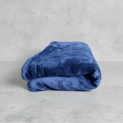 Shears Premium Double Fleece pet blanket, navy blue, folded with soft plush texture