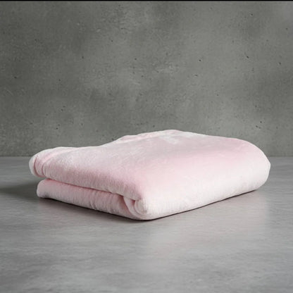 Shears Premium Double Fleece pet blanket, blush pink, rolled and folded plush