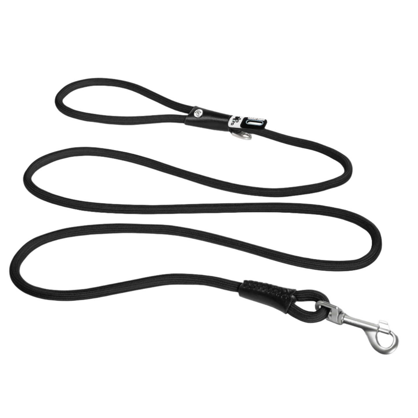 Nylon dog and cat leash with metal clip and padded handle, black