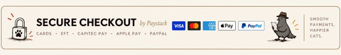 Secure checkout by Paystack with Visa, Mastercard, American Express, Apple Pay and PayPal