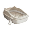 White open litter box with spill guard and built-in textured litter tray